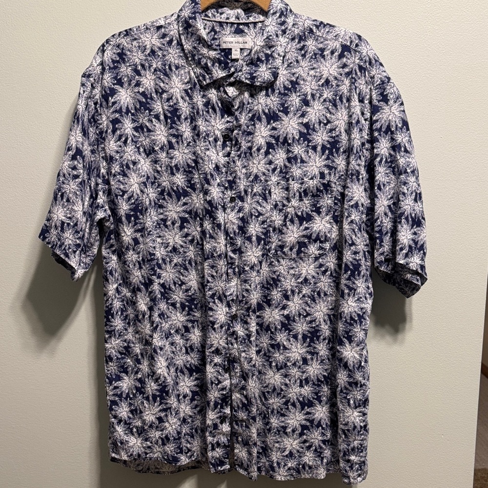 Peter Millar Blue and White Floral Shirt - Picture 1 of 1